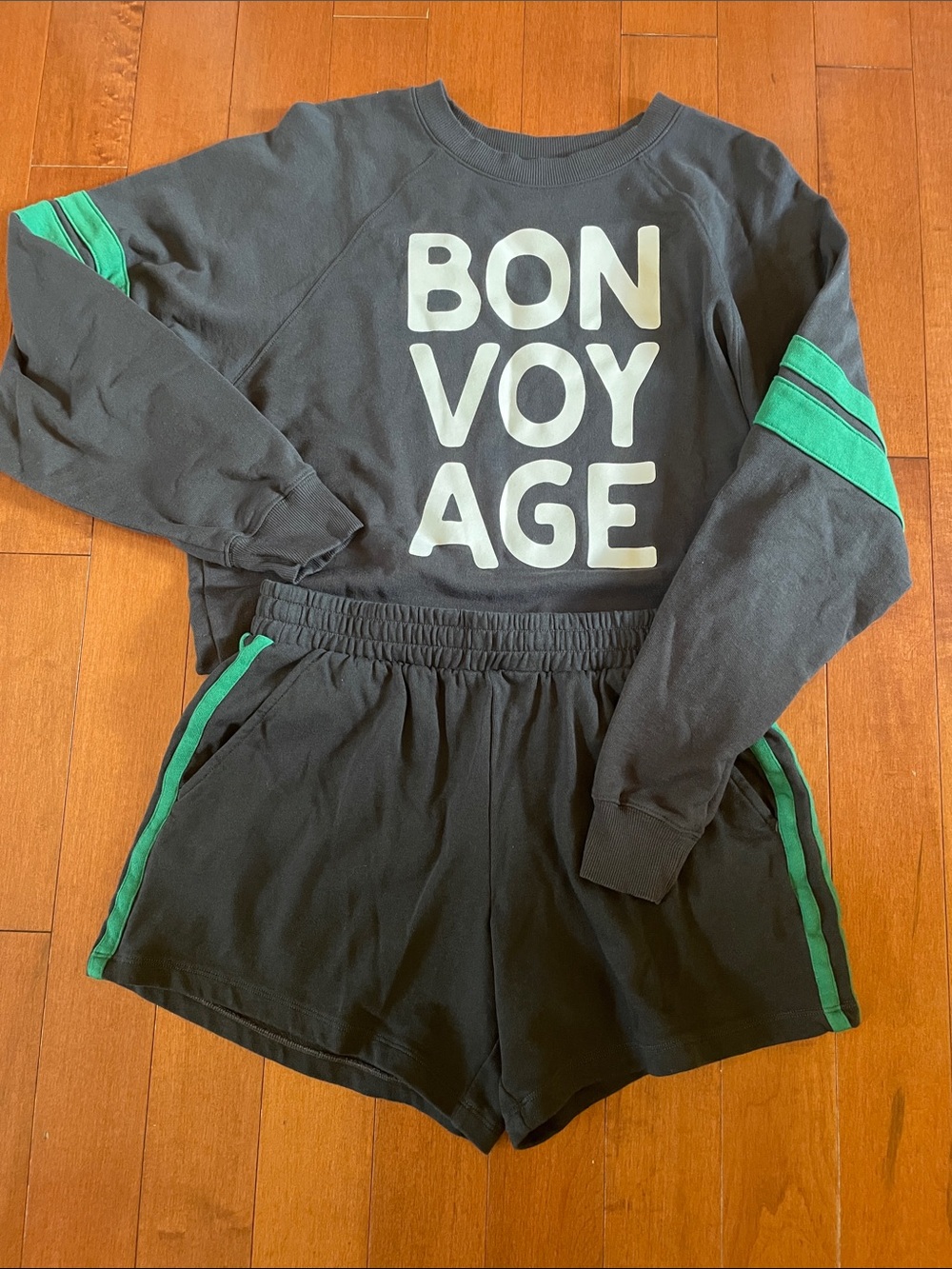 Old Navy Pullover & Shorts Set with Green Stripes